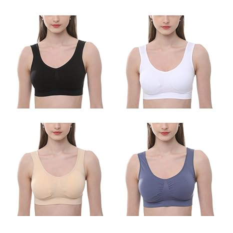 JOJOANS 4er-Pack BH Bralette Die ultimative Komfort-BH gepolstert-Nahtlose Unterst¨¹Tzung Komfort Sport Stretch Action Freize