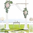ponatia Artificial Wedding Arch Flowers with 26Ft Arch Draping Fabric, Pink Wedding Flowers for Wedding Welcome Signs Floral Decorations and Wedding Reception Ceremony Decor (Blush Pink & Ivory)