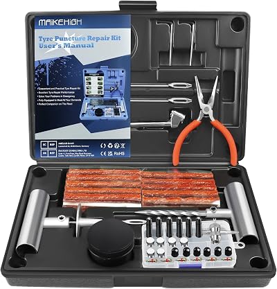 MAIKEHIGH Tubeless Tyre Repair Kit 88 Pcs Puncture Kit for Cars Trucks SUVs