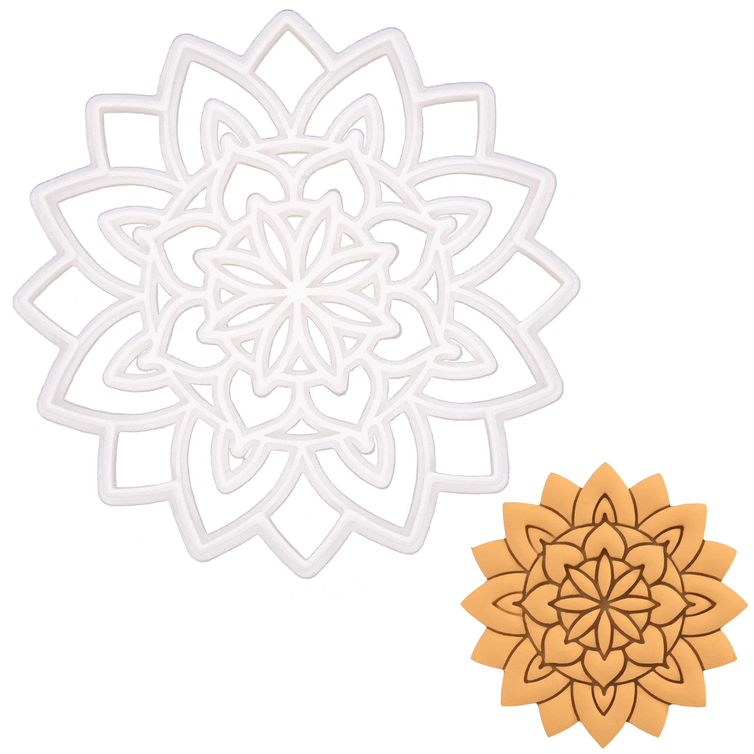 BAKERLOGY Mandala 2 Cookie Cutter - Detailed Biscuit Cutter Design for Baking and Crafts, Ideal on Fondant, Dough, Clay
