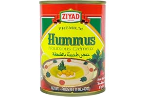 Ziyad Brand Premium Hummus, Hot and Spicy Hummus Can, No Cholesterol, No Additives, No Preservatives, Perfect for Camping! 14oz
