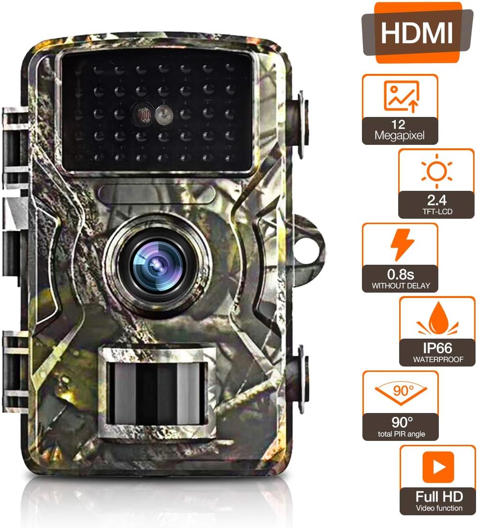 Trail Camera with 12MP and 1080P Hunting Cameras with No-Glow Infrared Night Vision Hunting Camera for Wildlife Monitoring Low Glow and Upgraded Waterproof IP66 for Outdoor Wildlife Watching zoopod: Home Improvement