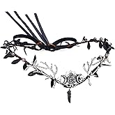 MOSTORY Handmade Black Woodland Crown Leaf Dark Elf Headpiece Floral Forest Tiara Fairy Moon Headband for Women s Halloween Renaissance Queen Cosplay Phop Shoot