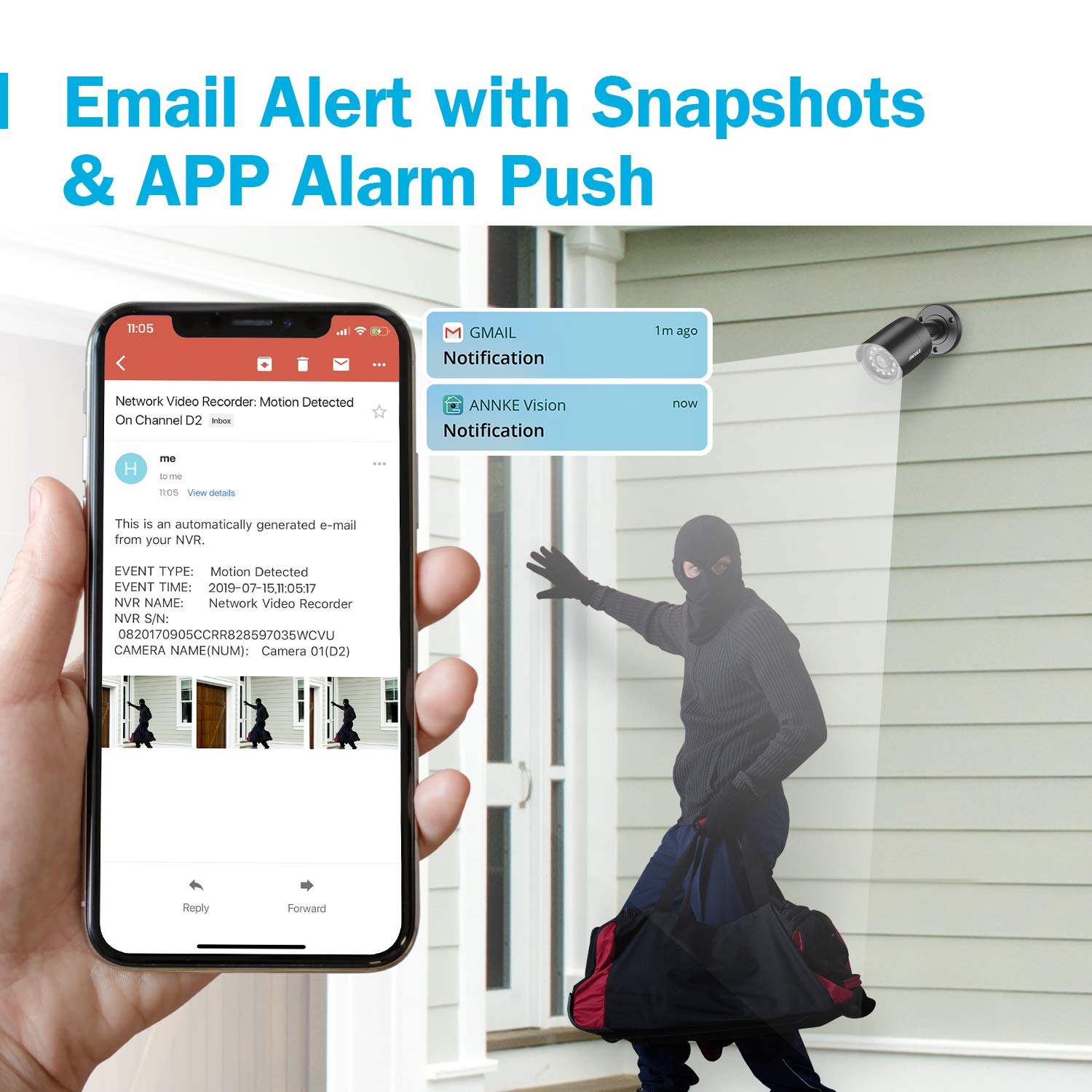 ANNKE 4 Pack 1080P HD TVI Home Security Camera Outdoor Indoor, 1920TVL, IP66 Waterproof, Night/Day Vision, Surveillance CCTV Bullet Cam