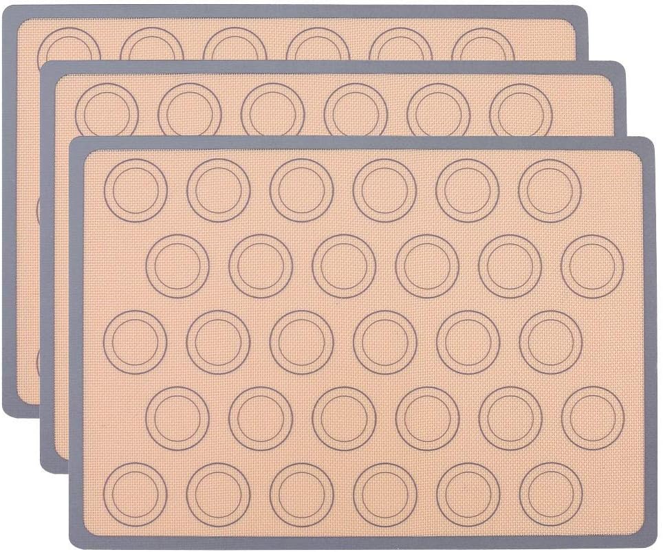 Silicone Macaron Baking Mat - Making Macaron/Pastry/Cookie - Non Stick/BPA free/Reusable - Silicone Baking Mat High Temperature Resistant Glass Fiber Silicone Baking Pan Flour Fondant