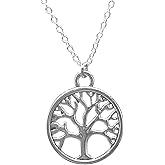 Silver Tree of Life Family Tree Pendant Necklace Fashion Jewelry Christmas Birthday Gifts for Women Family Gifts for Mom Grandma Teen Best Friend Teacher