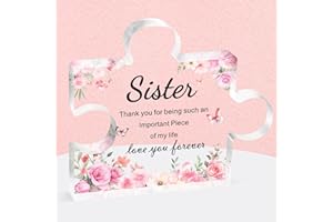 Brikabia Gifts for Sister Mothers Day, Sister Gifts from Sisters, Engraved Acrylic Block Puzzle 3.9x3.3 inch - Sister Ideas