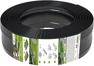 AMISPOL Elastische Rasenkante Kunststoff schwarz 12 m (125/4 mm) - Beeteinfassung Rund - Beetumrandung für Kurven - Blumenbeet Umrandung unsichtbar - Rasen und Beetbegrenzung aus stabilem Plastik