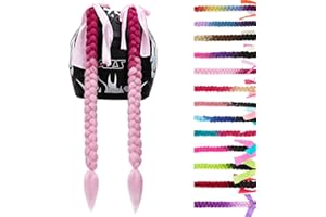 SEGO 1 PCS / 2 PCS Helmet Pigtail Helmet Braids with Detachable Suction Cup with Bowknot Motorcycle Helmet Ponytails Hair Tails Decoretion Many Colors (Helmet not Included)