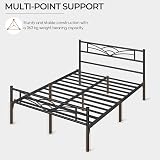 Yaheetech 4ft6 Double Bed Frame Cloud Headboard Metal Slats 363kg Black view 9