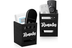2 Pcs Wood Remote Control Holder, Small TV Remote Organizer, Vintage Farmhouse Desk Caddy, 3.46x3.46x4.5 Inch Multifunctional