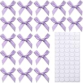 Hgzgch 60pcs 1.7" Mini Lavender Ribbon Bows Decor – Small DIY Satin Light Purple Bows for Crafts, Little Bows for Gift Wrapping, Tiny Bow Stickers for Note Card Baby Shower cake and Candle Decorations