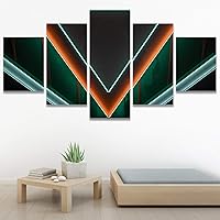 SIGNWIN 5 Panel Canvas Wall Art Modern Art Abstract Closeup Geometric Lights Mixed Media Modern Multicolor for Home Decorations Ready to Hang - 60