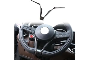 YUECHI Carbon Fiber Style ABS for Alfa Romeo Giulia Stelvio 2017-2019 Steering Wheel V-shaped Frame Trim 1pc Accessories