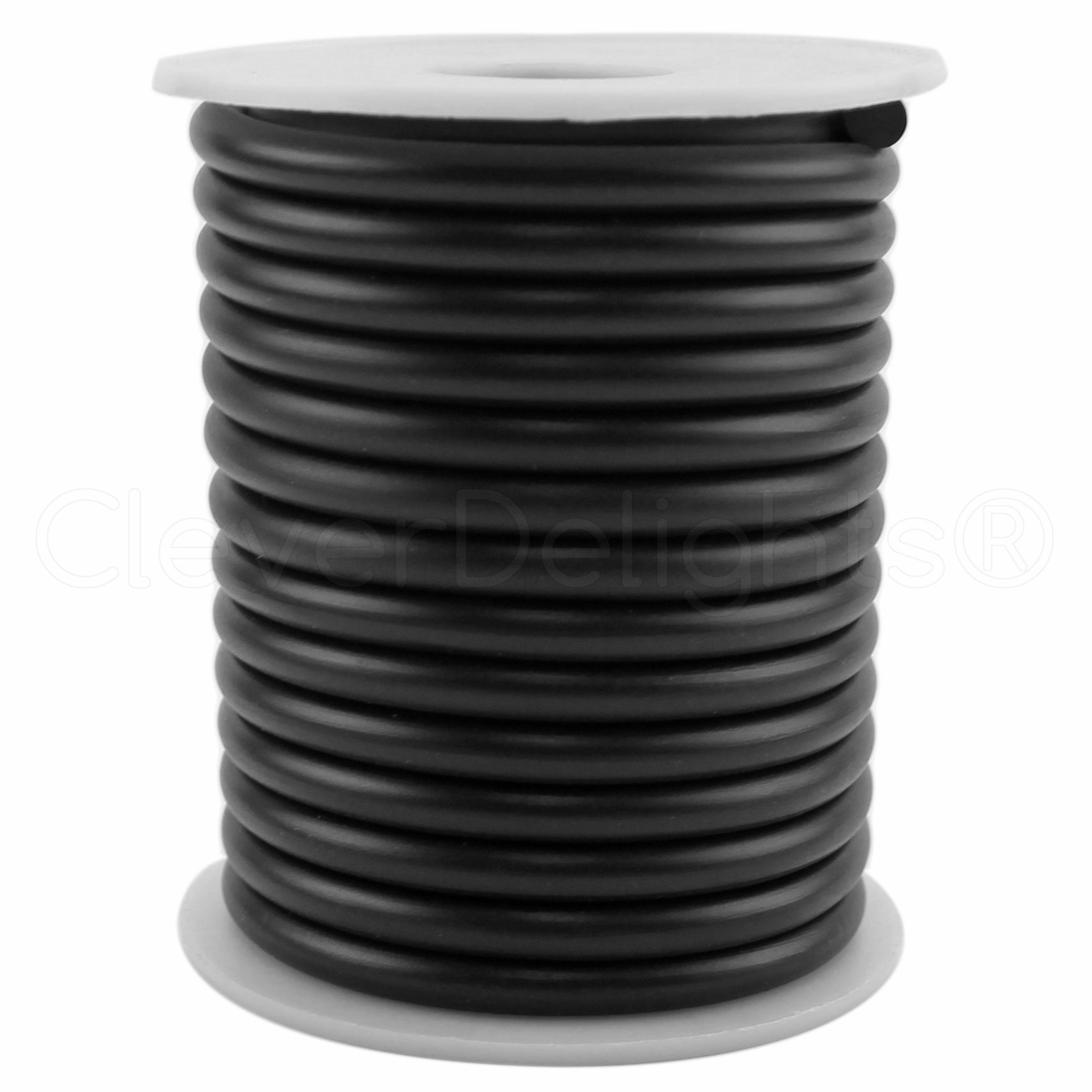 CleverDelights Black Solid Rubber Cord - 30 Feet - 4mm (1/8") Round - Crafts Jewelry Beading Necklaces