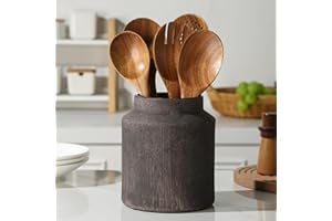 ATLZBLTCI Farmhouse Ceramic Farmhouse Kitchen Utensil Holder for Countertop, Rustic Cooking Utensil Holder Crock Fit for Kitc