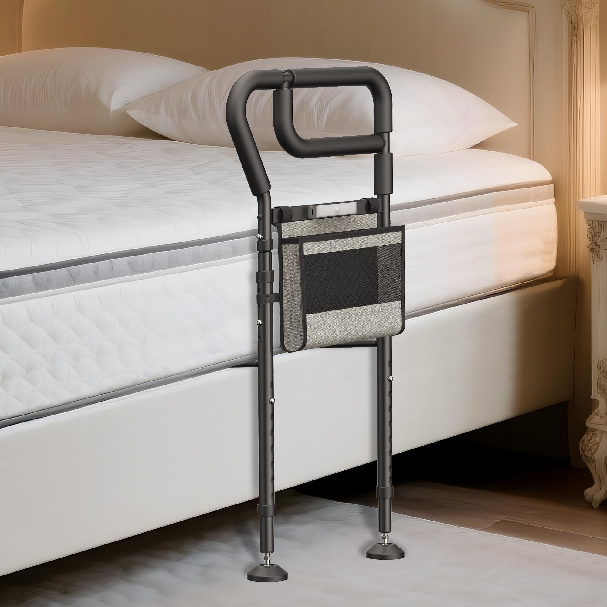 Photo 1 of NIMOOD C3 Pro Bed Rails for Elderly Adults Safety, Adjustable Heights Bed Cane with Non-Slip Ergonomic Handle, Stable Bed Assist Rails with Motion Light, Avoid Seniors Bedside Fall