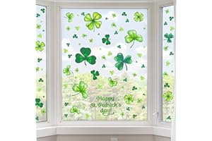 Rotumaty St. Patrick’s Day Window Clings Decorations, 106 PCS Shamrock Window Stickers Decal Reusable, Spring Home School Party Ornaments