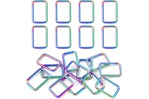 PECMER Rainbow 1 Inch Rectangle Rings for Purses and Bags 12 PCS Adjustable Waist Buckle Replacement Purse Hardware for Bag Making Webbing 25MM