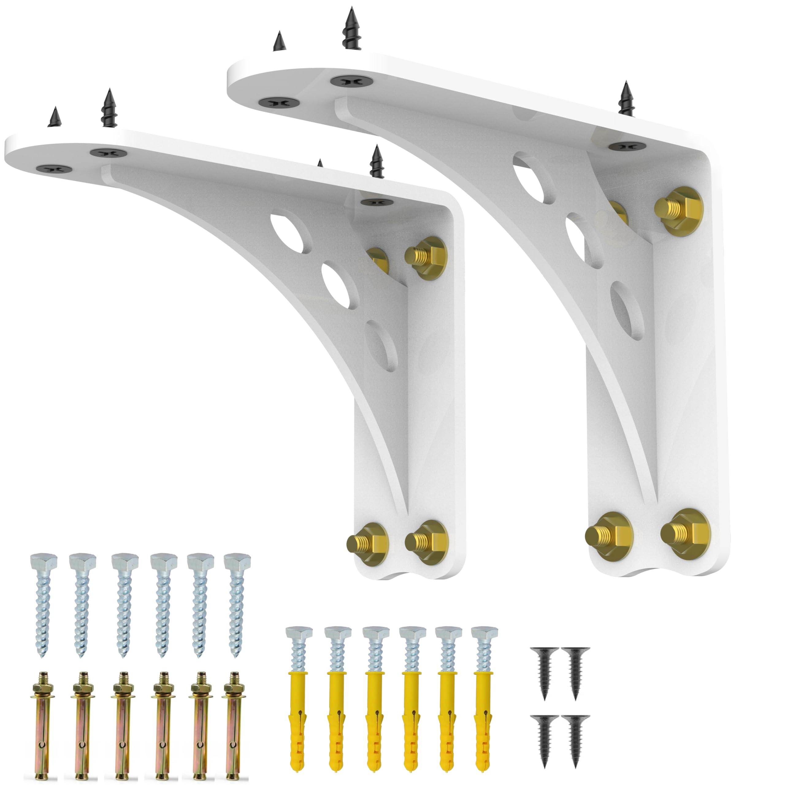 Photo 1 of Neevolve Heavy Duty Shelf Brackets ,1000Lbs Max Load for Floating Shelves & Countertops, 6 Inch x 5 Inch White Metal Brackets?Set of 2?,Industrial Strength Wall Mount Shelf Supports(6"x 5"White)