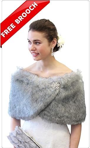 plus size white fur shawl