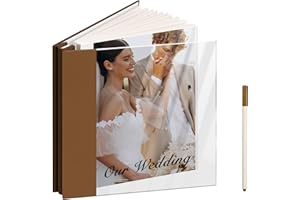 Vienrose Acrylic Cover Self Adhesive Photo Album for Small 4x6 5x7 8x10 Pictures Scrapbook Wedding Memory Book for Polariod Baby Bride Couples Kids School Family Travel 20 Sheets (40 Pages) Brown