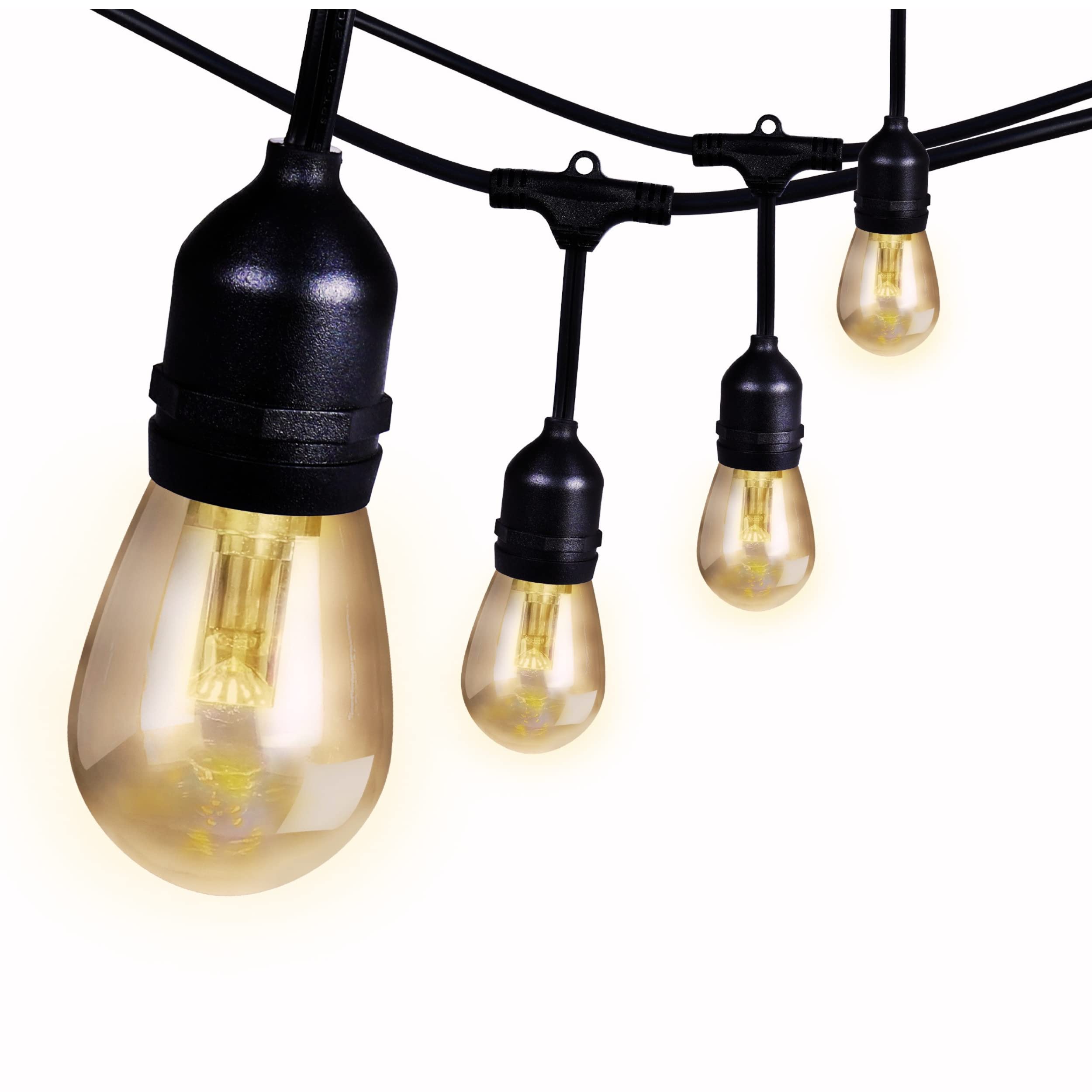 Photo 1 of Feit Electric 30ft LED Outdoor String Lights with Remote Control, 15 Sockets, 17pc. S14 LED Bulbs Included, E26 Base, Linkable, Multicolored, SL30-15/RGBW