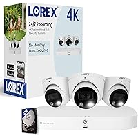 Lorex 4K Fusion Security System | 16-Channel NVR (8 Wired + 8 Wi-Fi) | 2TB Storage | 3 White Dome Cameras | Smart Deterrence 