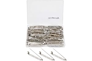 Shapenty Metal 3 Holes Brooch ID Name Badge Safety Catch Locking Pin Backs Clasp DIY Craft Blank Pin Backing for Jewelry Findings,45mm/1.8 Inch, 60PCS