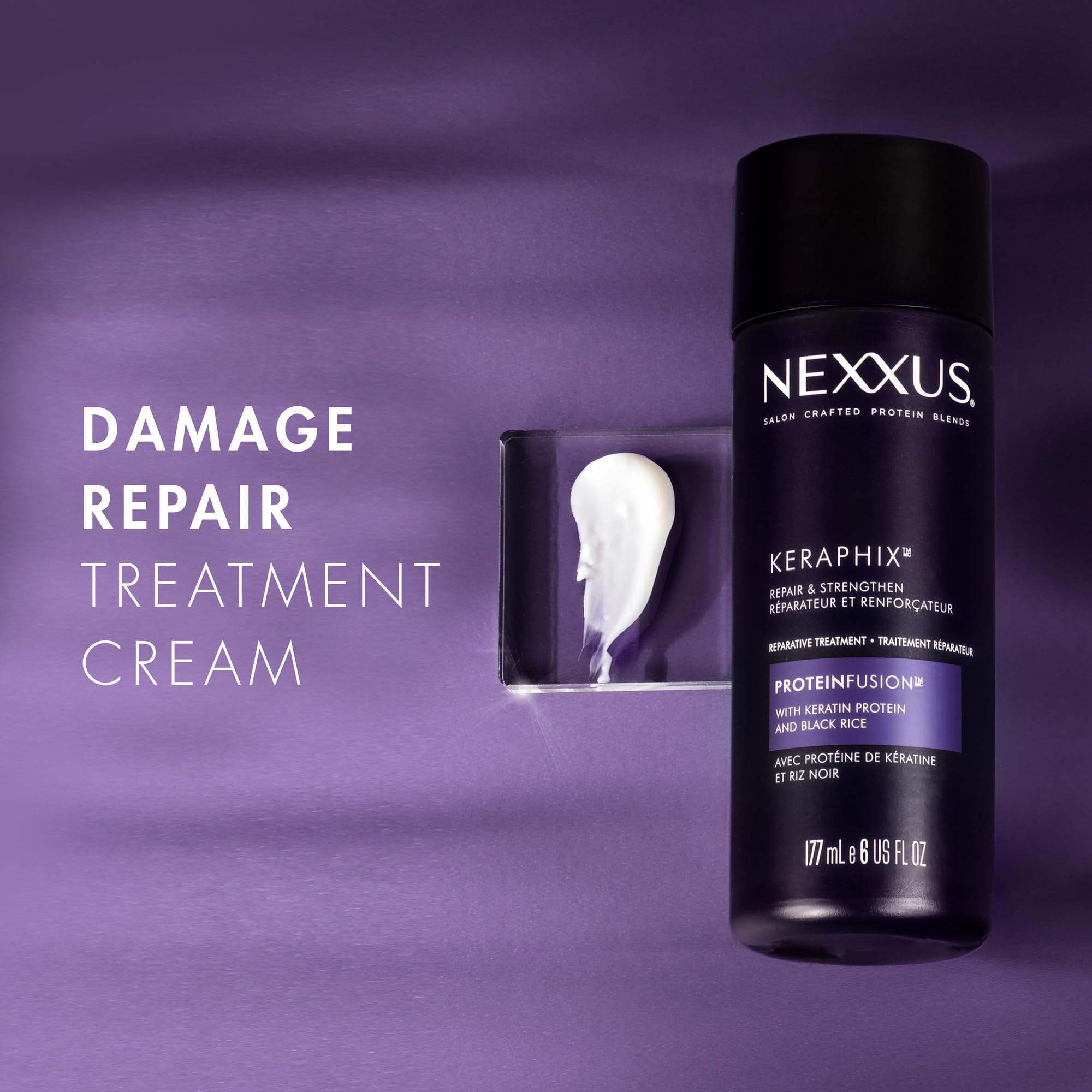 Nexxus Keraphix Pre-Wash Treatment Cream for Damaged Hair, 6 oz | With Keratin Protein | & Black Rice | Damage Repair