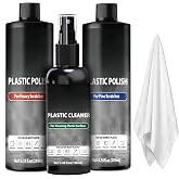 DINGSEN Plastic Cleaner &amp; Polish Kit, Scratch Remover for Acrylic &amp; Plastic | 3 Step Scratch Removal,Cleans Dirt &amp; Grease, Restores Shine Fast, For Cars &amp; Boats, With Reusable Towel, Eco-Friendly Formula