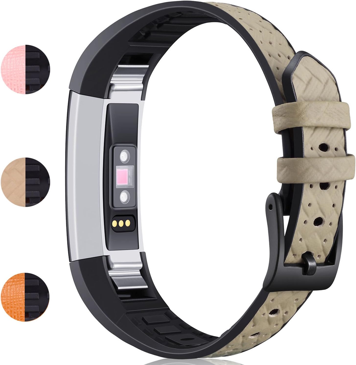 Braylin Classic piel auténtica pulseras con conectores de metal para Fitbit alta y alta HR correa de accesorios para Fitbit alta y alta HR