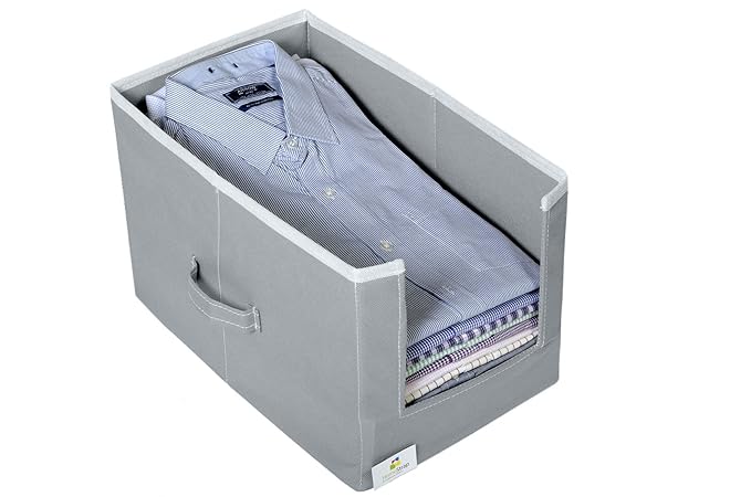 HomeStrap Non Woven Shirt Stacker/Shirt Organizer Wardrobe Organizer- Grey- Pack of 1