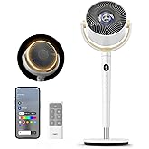 Dreo Smart Fan for Bedroom, 120° +120° Omni-Directional Oscillating Fans, 100ft Quiet Pedestal Fan with RGB Light, 9 Speeds, 6 Modes, 20dB, 8H Timer, Wi-Fi/Voice/Alexa, 37-42" Floor Fans with Remote