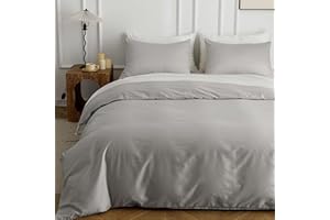 HeimenAogo Egyptian Cotton Duvet Cover King Size Sateen Weave, Silky Soft and Breathable Bedding Set with Zipper Closure, Long Staple Cotton Bed Linen Moonlight Grey 3Pcs (104"×90")