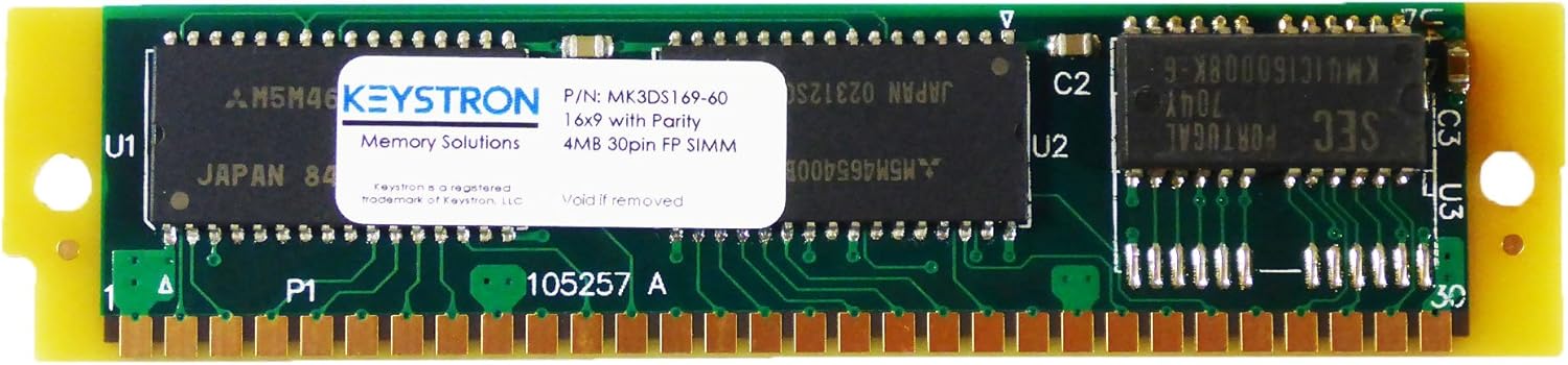 Keystron 16MB 30pin SIMM RAM Memory with Parity 16x9 60ns for Apple, Macintosh, Musical Sampler, Old PC, Video Controller