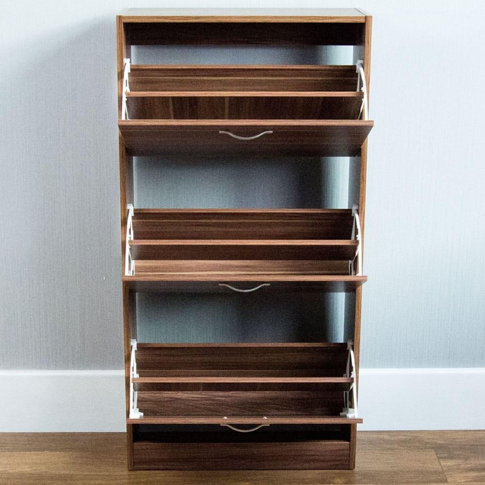 Vida Designs Shoe Cabinet, Wooden Shoe Storage Unit with 3 Pull-Down Drawers - Image 5