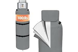 TWAKAP 100 lb Propane Tank Cover, 600D Heavy-Duty 3 Layer Insulated Propane Tank Cover, Frost-Proof and UV-Resistant, with Top Opening Design and Waterproof Zipper, Gray