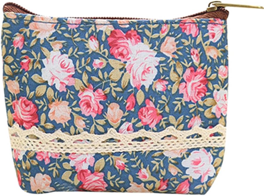 Lightclub Women Flower Printed Wallet Card Holder Coin Purse Portable Mini Zipper Bag