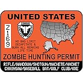 2 Pcs United States Zombie Hunting Permit Vinyl Sticker Decal Outbreak Response Unit Decal For Car Truck SUV Laptop