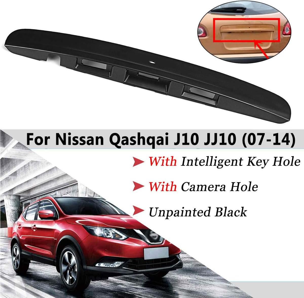 Rear Tailgate Boot Door Grab Handle Trim Cover Key Hole for Nissan Qashqai J10 JJ10 2007 2008 2009 2010 2011 2012 2013 2014