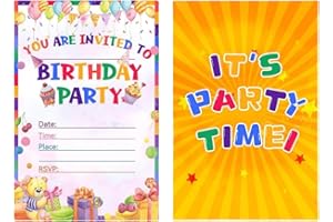 32 Pack Birthday Party Invitation Cards, Perfect for Kids, Adults, and All Celebrations,4.72 x 6.69 Inches (Animal Print)