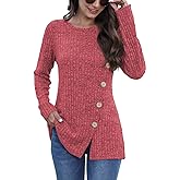 JomeDesign Long Sleeve Shirts for Women Crew Neck Lightweight Sweater Loose Casual Tunic Tops