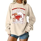 MOUSYA Football Season Sweatshirt Women Game Day Sweatshirt Sunday Funday Pullover Tops