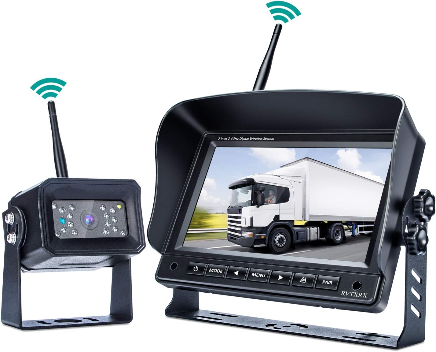 Digital Wireless Backup Camera System,No Interference, Easy Installation, IP69 Waterproof Wireless Rear View Camera, 7’’ LCD Wireless Reversing Monitor Display for RV, Truck, Trailer, Bus, Vans