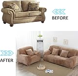 Teynewer Thick Velvet Sofa Covers 1 Seater Khaki High Stretch Non-Slip view 6