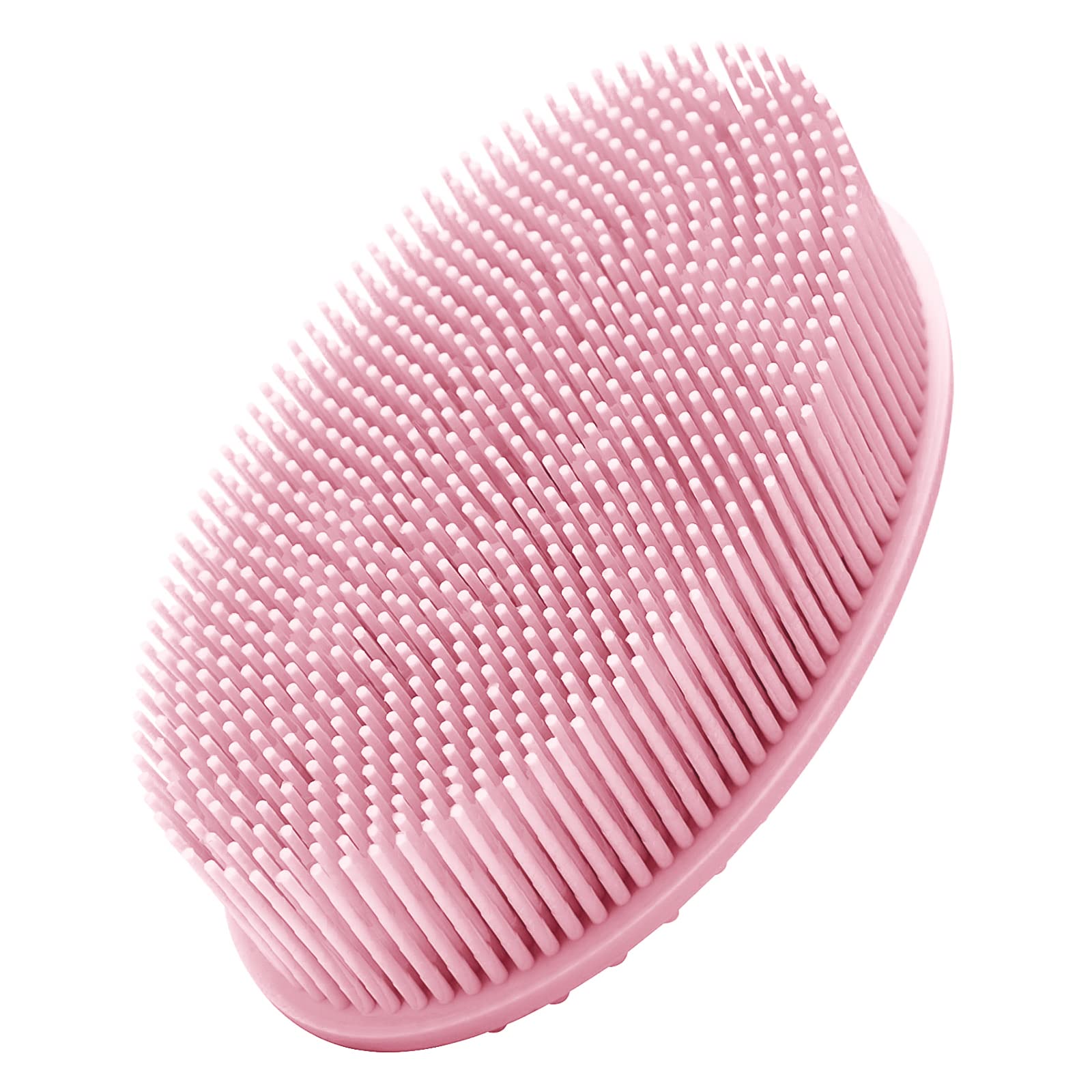 Silicone Body Scrubber, Soft Shower Brush for Exfoliating and Cleaning, Comfortable Face Skin Massage Tool (Pink)