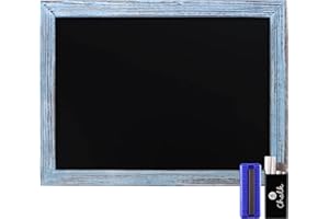 HBCY Creations 18" x 24" Rustic Blue Solid Wood Frame Wall Chalkboard, Magnetic Surface, Home Décor, Restaurant & Café Menus, Blackboard, Includes Chalk, Eraser & Hanging Hardware
