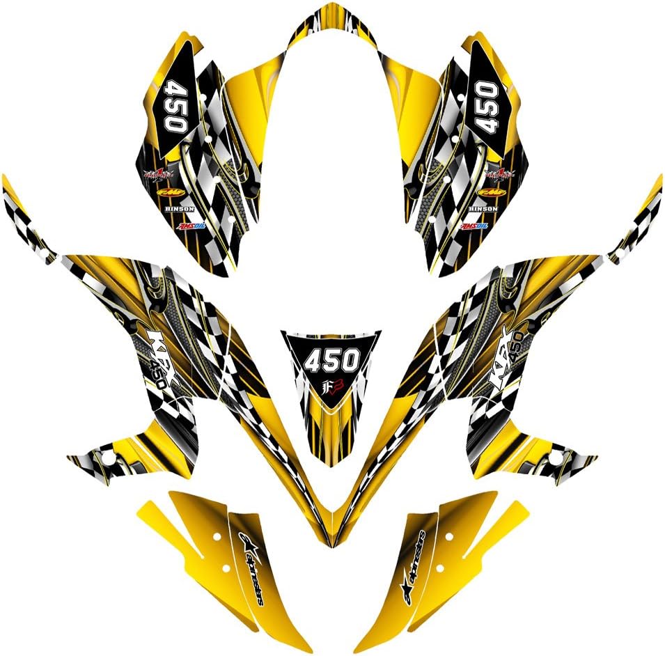 Kawasaki KFX 450R Graphics Decal Kit by Allmotorgraphics NO2500 (Yellow)