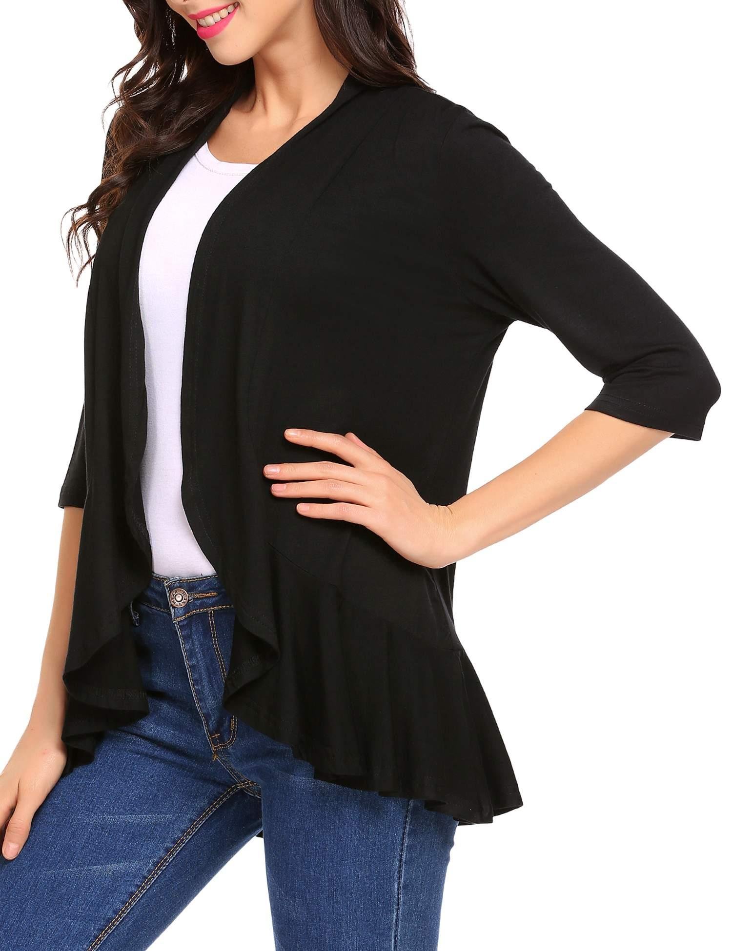 Zeagoo Women's Open Front Cardigan 3/4 Sleeve